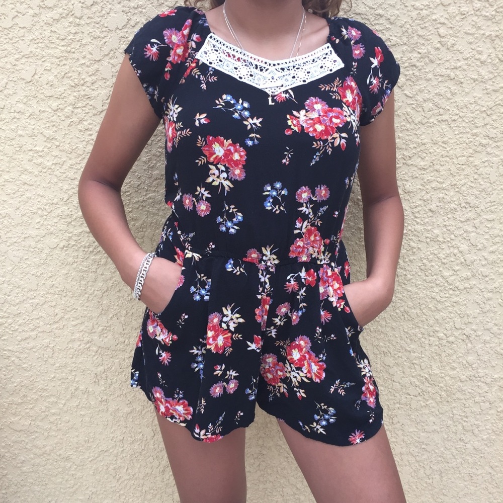 Romper with flowers, worn once